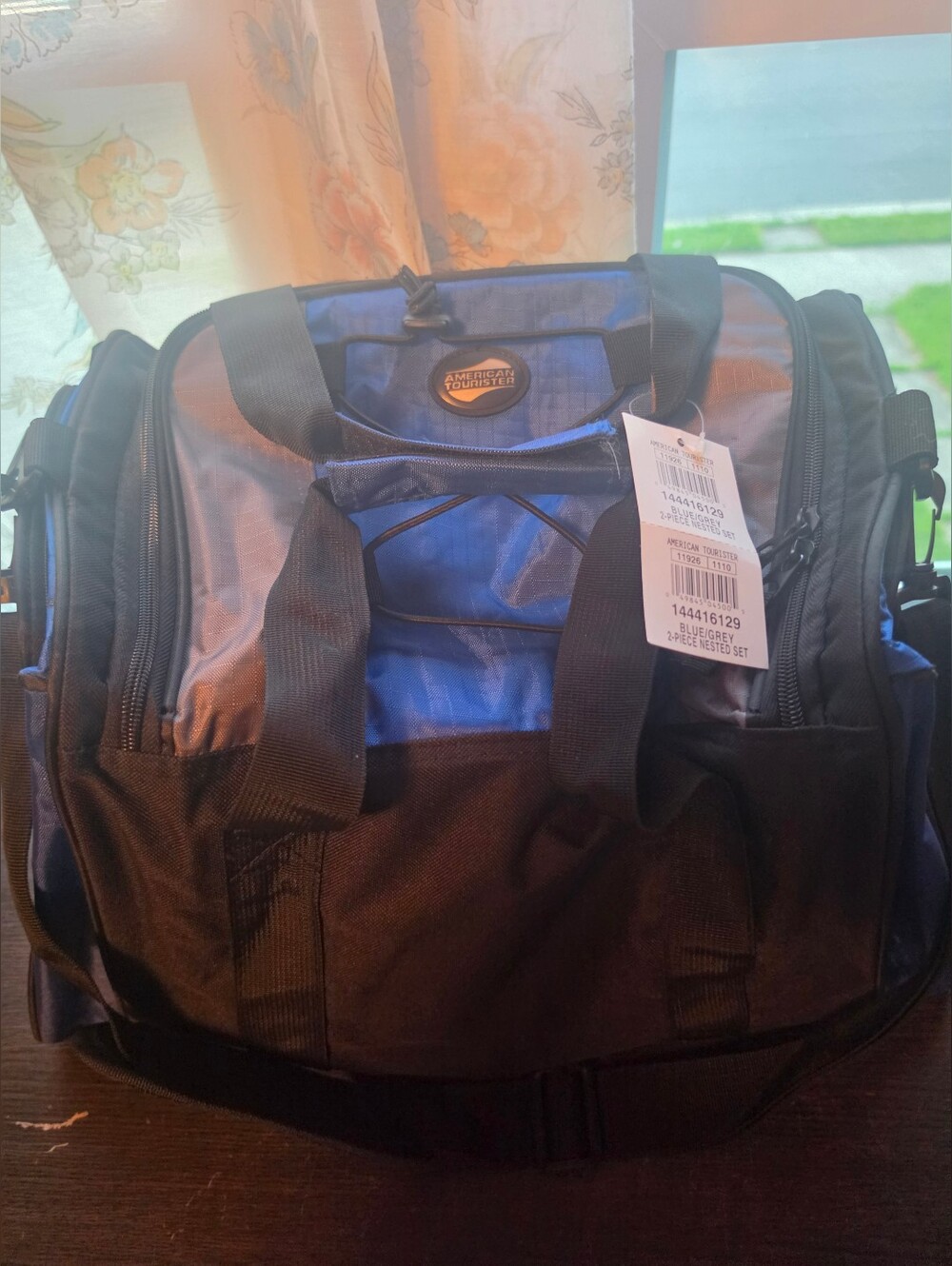 American Tourister Blue Travel Duffel with Front Clip and Zip Pocket